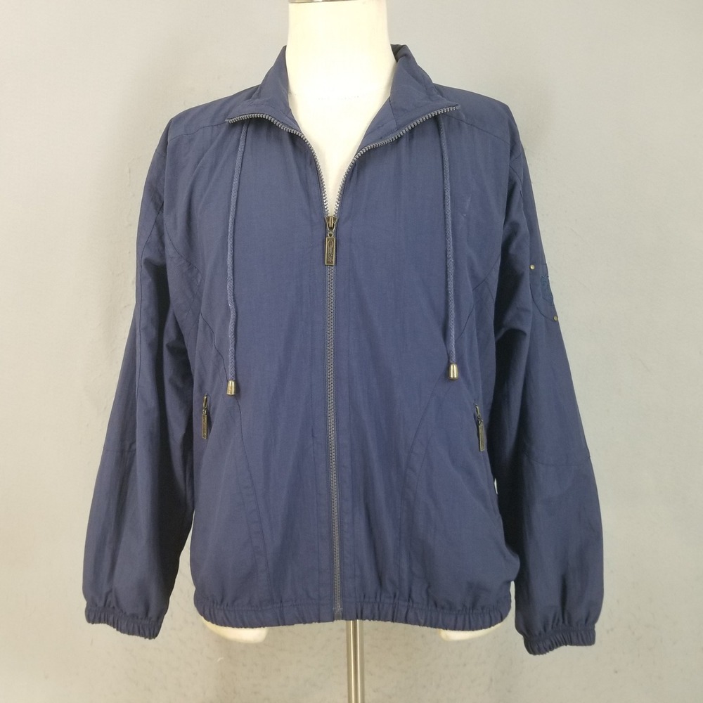 Catalina Jacket Men L Navy Blue Vintage 80s Windbreaker Fleece Lined Nylon Zip